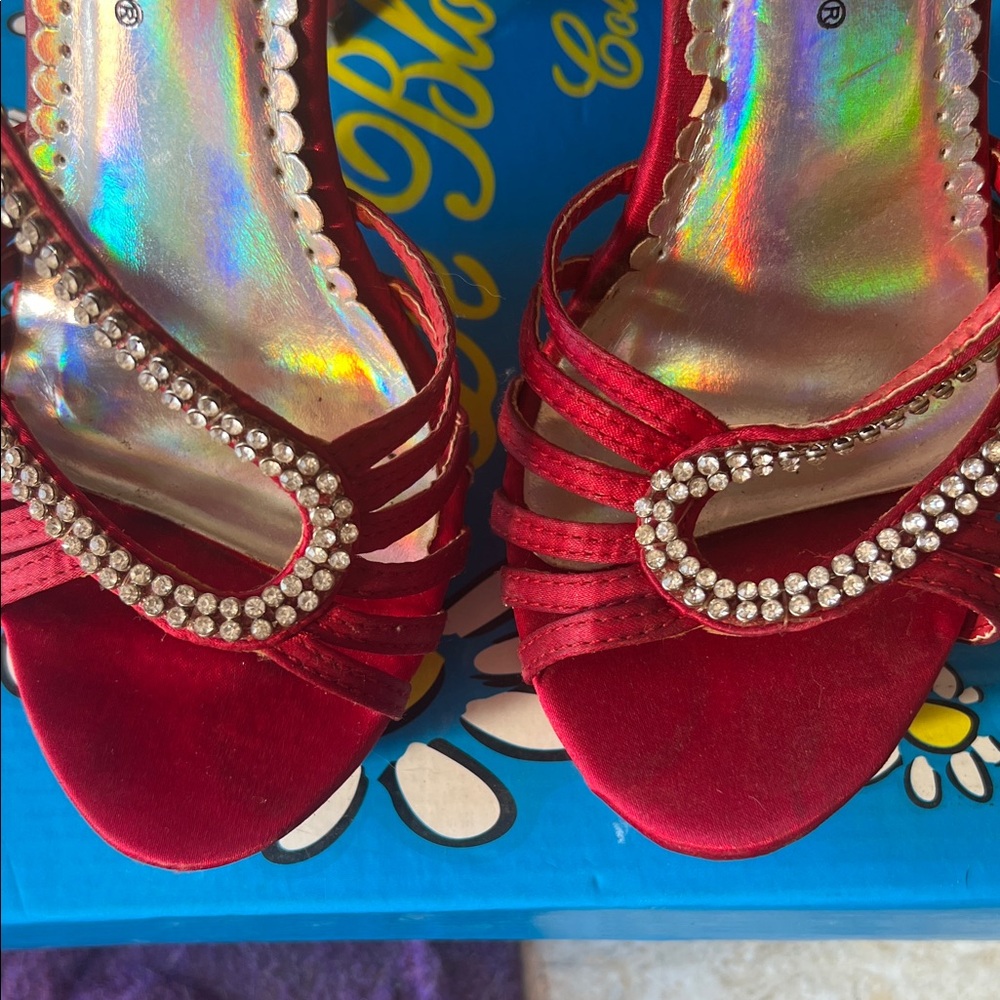 De Blossom Collection Red Rhinestone Heels - Picture 9 of 9